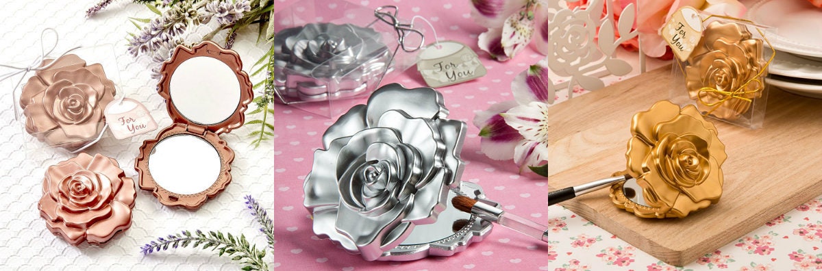 Detail Realistic Rose Design Mirror Compacts Nomer 12