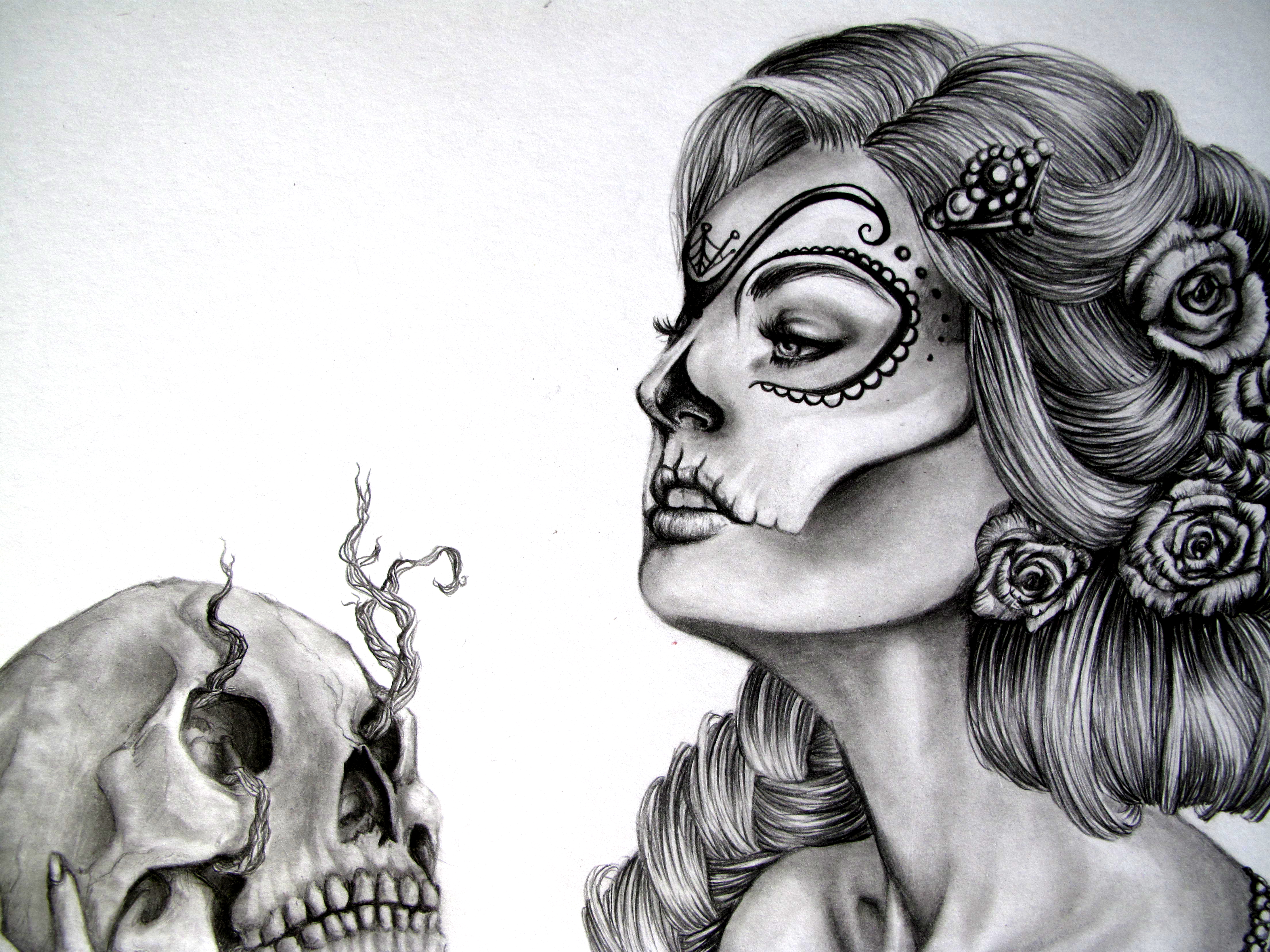 Detail Realistic Sugar Skull Pin Up Nomer 14