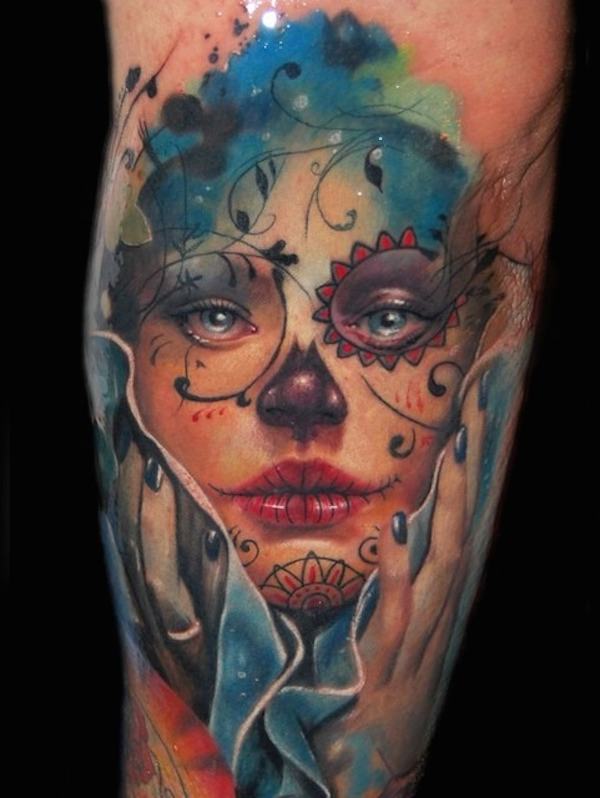 Detail Realistic Sugar Skull Pin Up Nomer 15