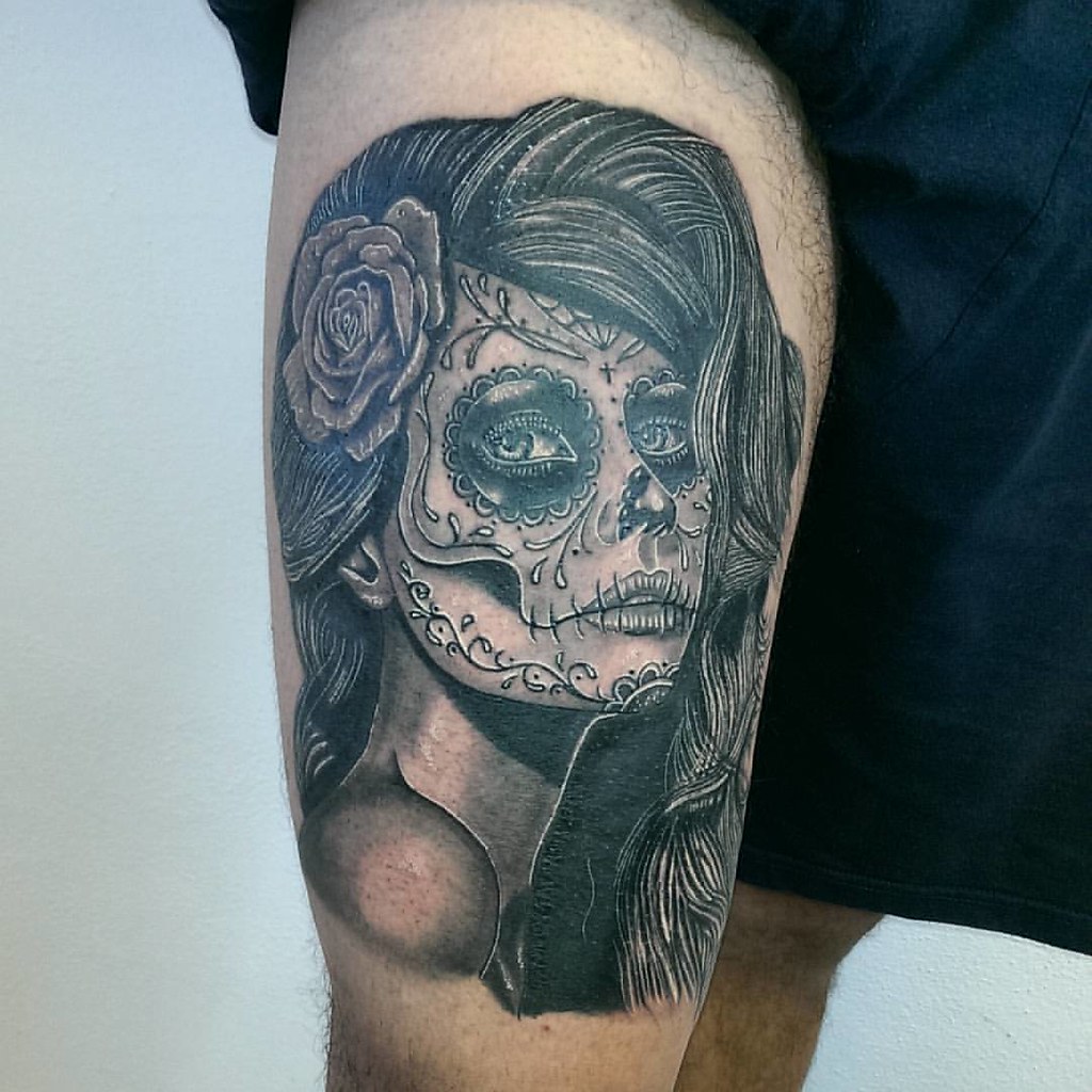 Detail Realistic Sugar Skull Pin Up Nomer 21