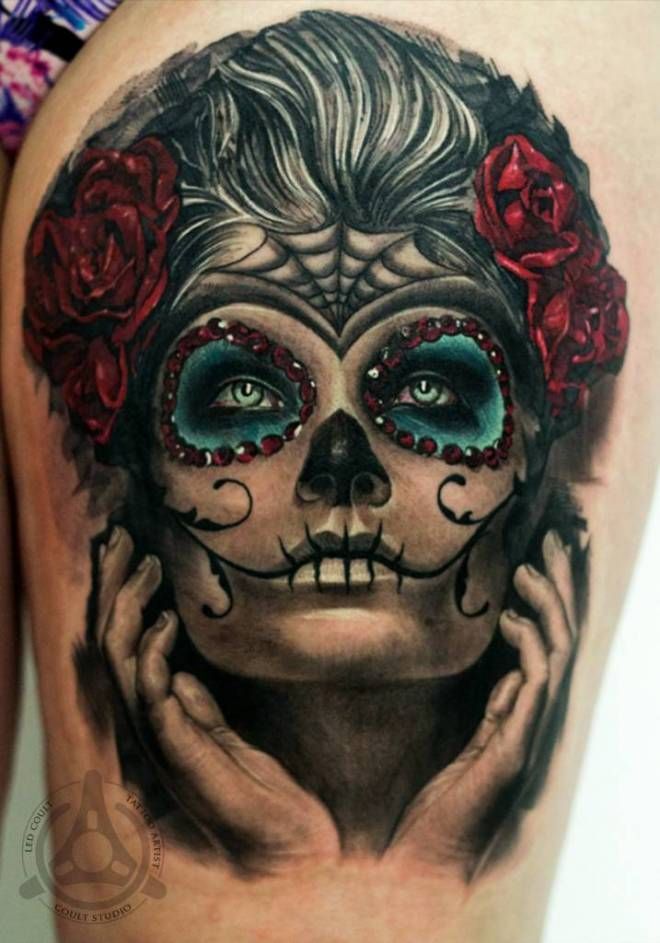 Detail Realistic Sugar Skull Pin Up Nomer 28