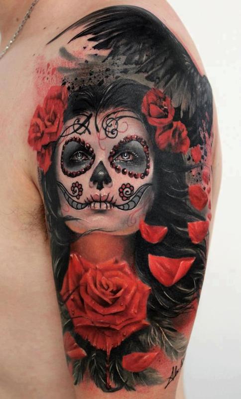 Detail Realistic Sugar Skull Pin Up Nomer 30