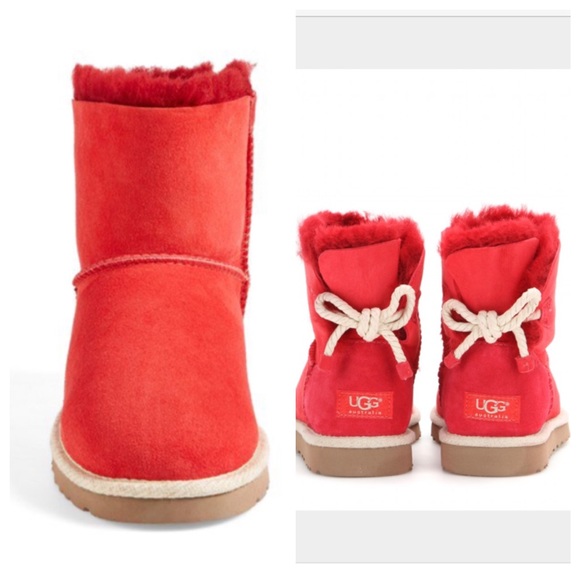 Red Uggs With Rope Bow - KibrisPDR