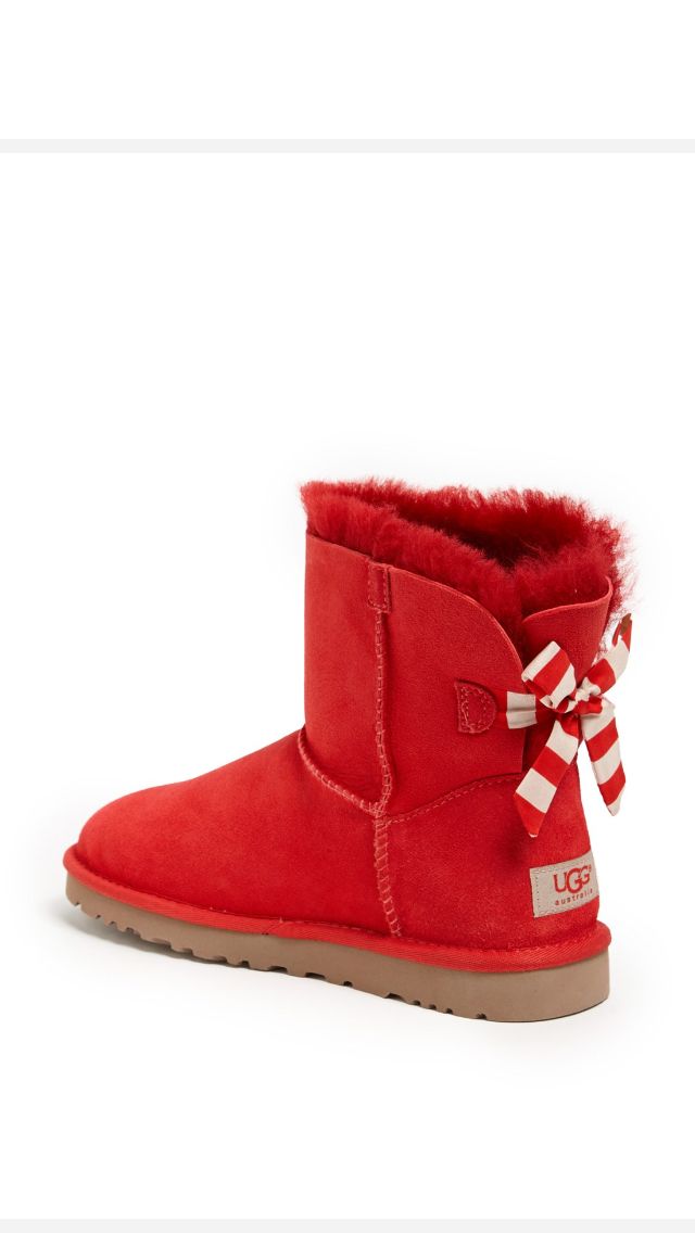 Detail Red Uggs With Rope Bow Nomer 10