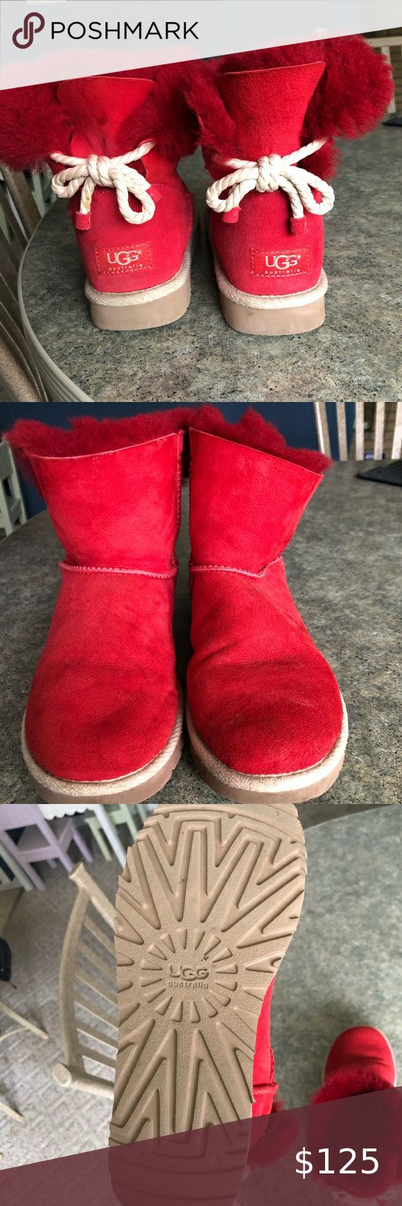 Detail Red Uggs With Rope Bow Nomer 13