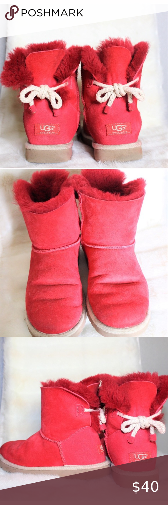 Detail Red Uggs With Rope Bow Nomer 16