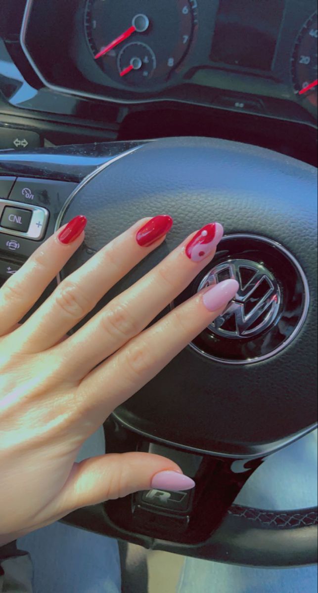 Red Yin Yang Nails - KibrisPDR