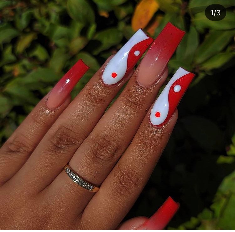 Detail Red Yin Yang Nails Nomer 11