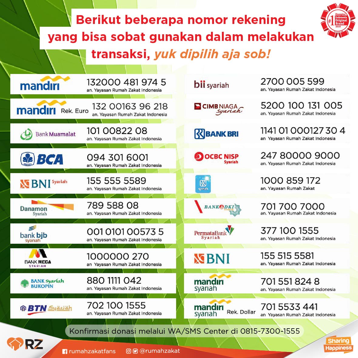 Detail Rekening Rumah Zakat Nomer 11