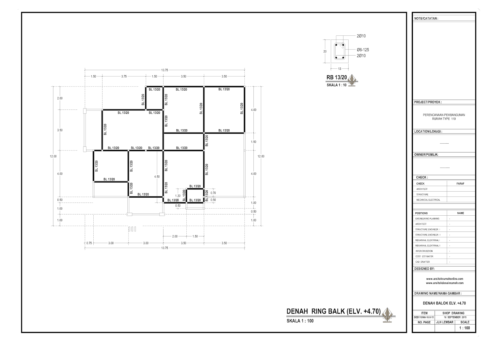 Detail Ring Balok Rumah 2 Lantai Nomer 31