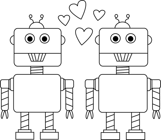 Detail Robot Clipart Black And White Nomer 4