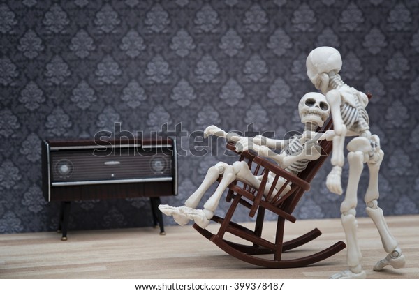 Detail Rocking Chair Skeleton With Cat Nomer 45