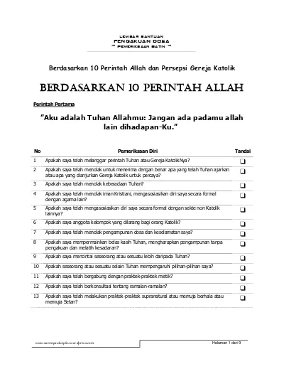 Detail Doa Sepuluh Perintah Allah Nomer 12