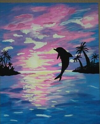 Detail Dolphin Silhouette Painting Nomer 15