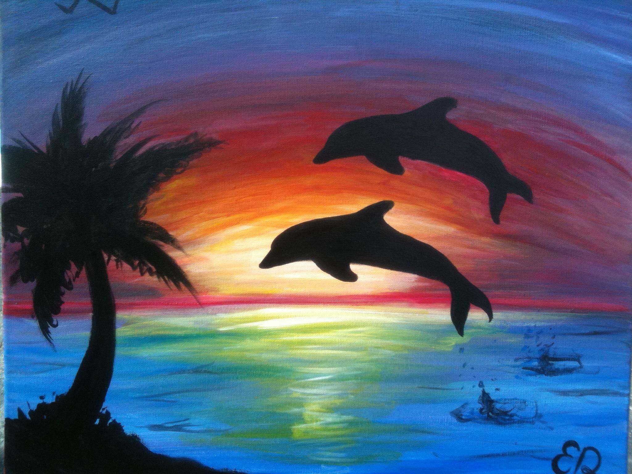 Detail Dolphin Silhouette Painting Nomer 3