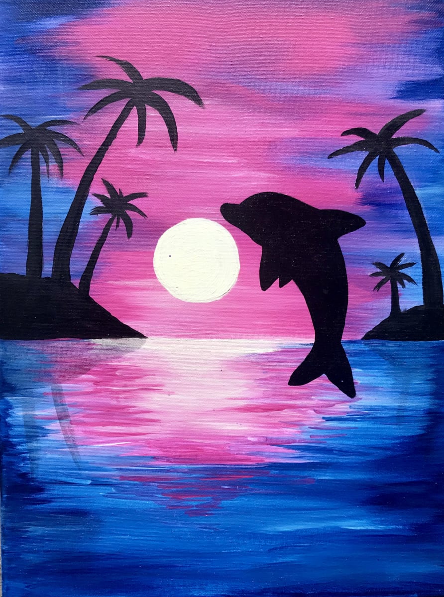 Detail Dolphin Silhouette Painting Nomer 30