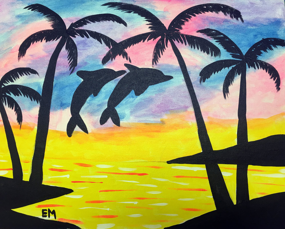 Detail Dolphin Silhouette Painting Nomer 31