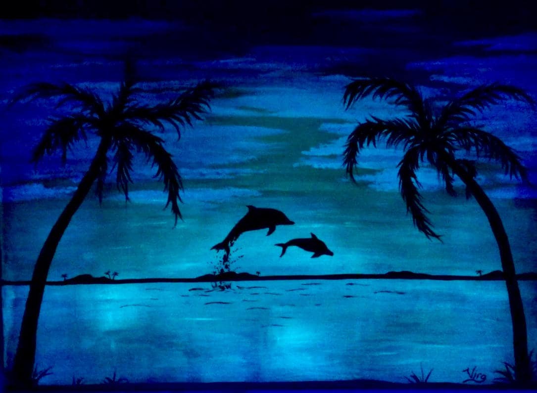 Detail Dolphin Silhouette Painting Nomer 37