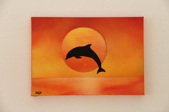 Detail Dolphin Silhouette Painting Nomer 47