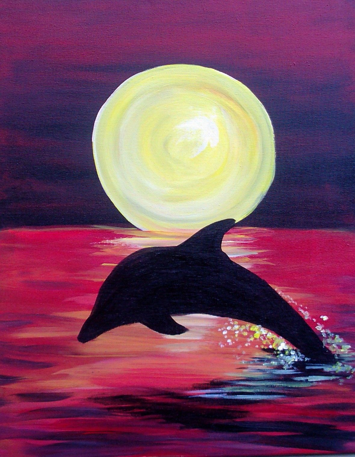 Detail Dolphin Silhouette Painting Nomer 6