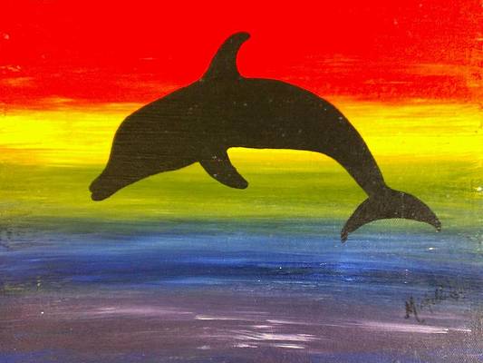 Detail Dolphin Silhouette Painting Nomer 9