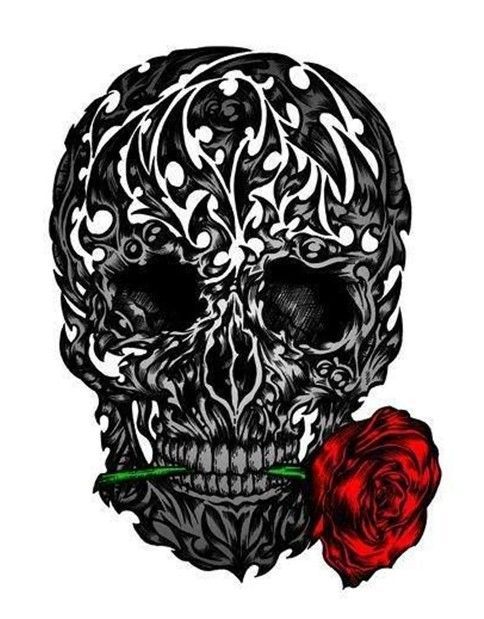 Detail Totenkopf Mit Rosen Tattoo Frau Nomer 4