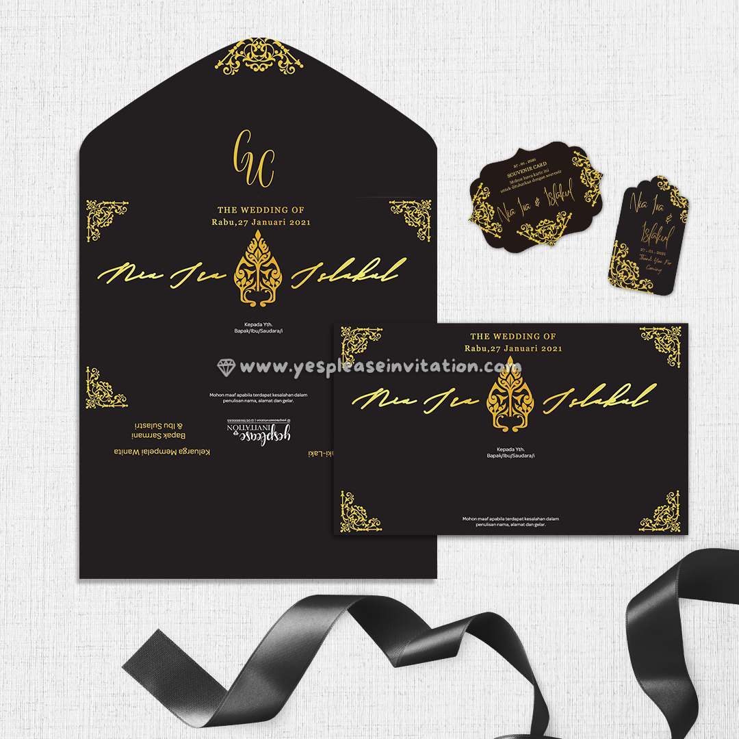 Detail Undangan Pernikahan Hitam Gold Nomer 30