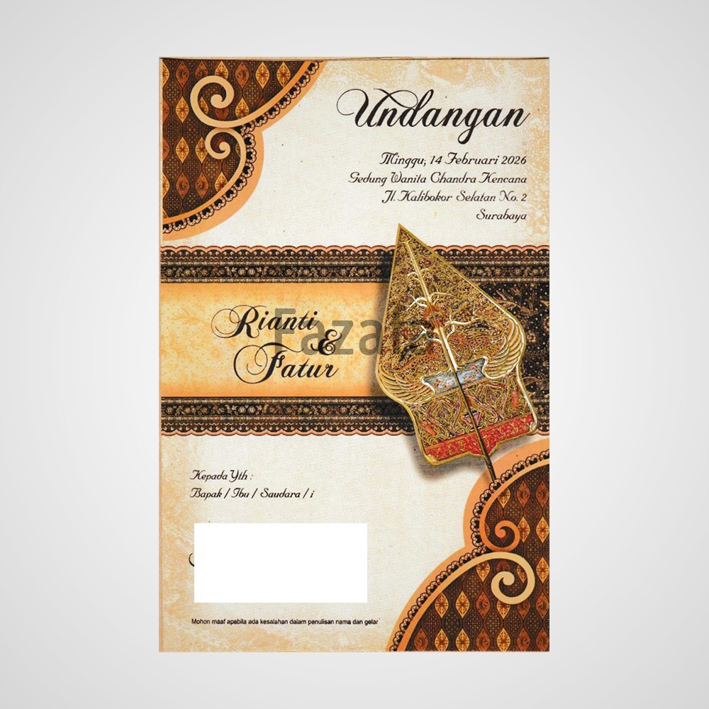 Detail Undangan Pernikahan Jawa Klasik Koleksi Nomer 9