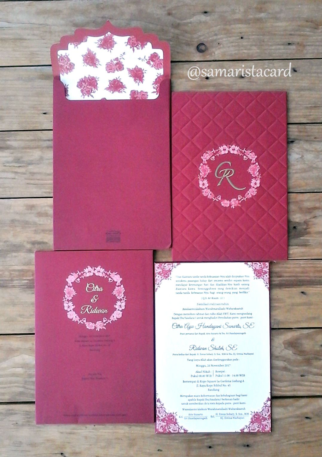 Detail Undangan Pernikahan Warna Merah Marun Nomer 7