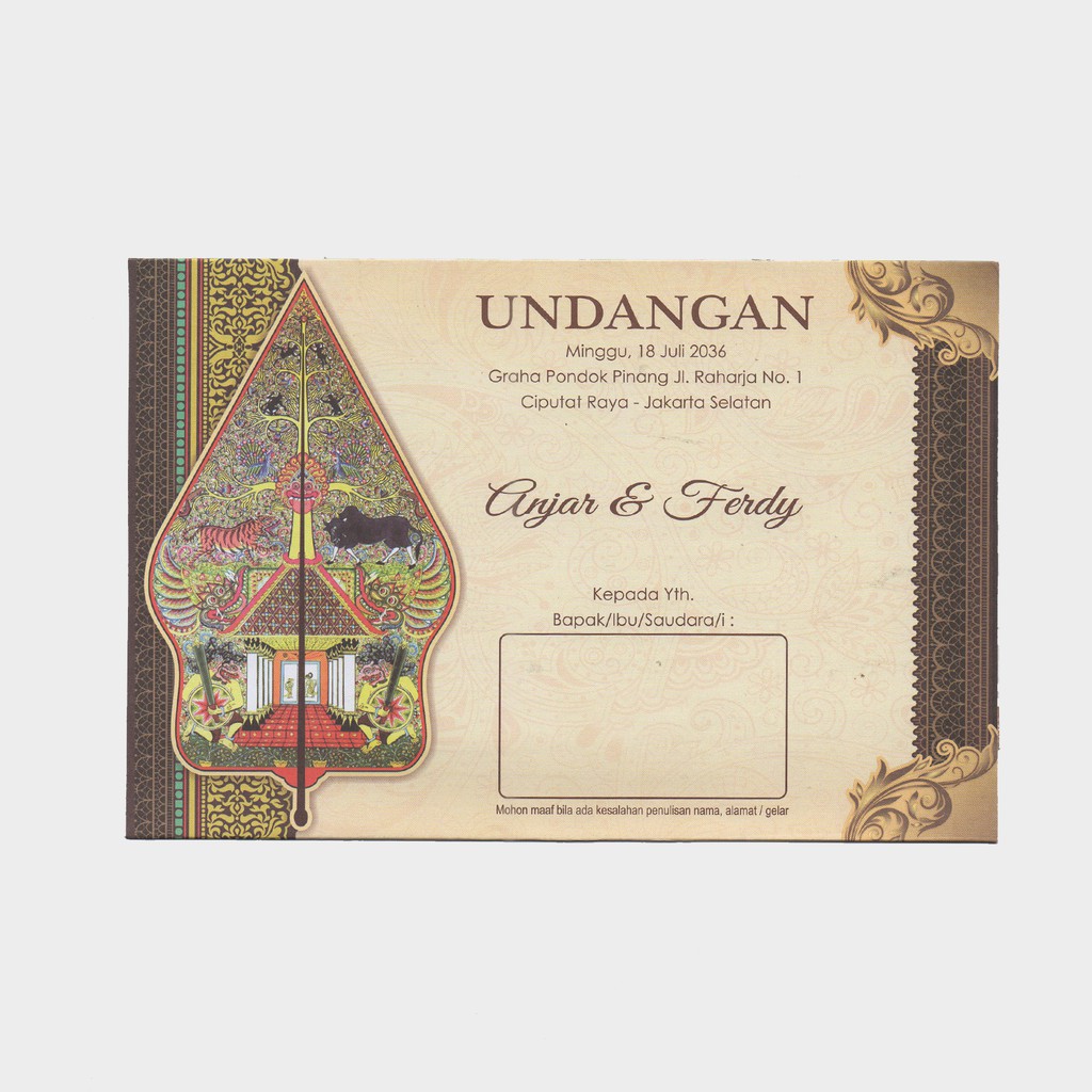 Detail Undangan Pernikahan Wayang Nomer 4