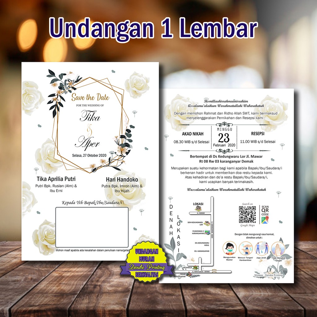 Detail Undangan Satu Lembar Nomer 30