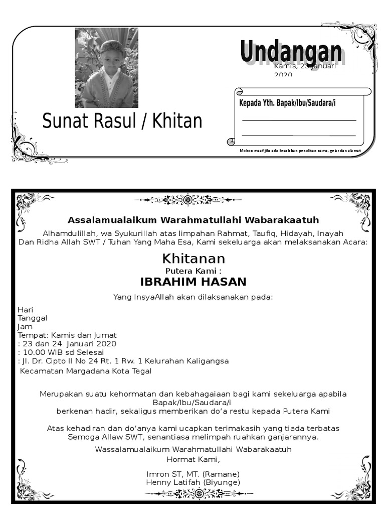 Detail Undangan Sunat Rasul Nomer 2