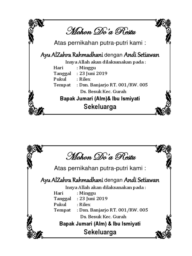 Detail Undangan Tonjokan Nikah Nomer 14