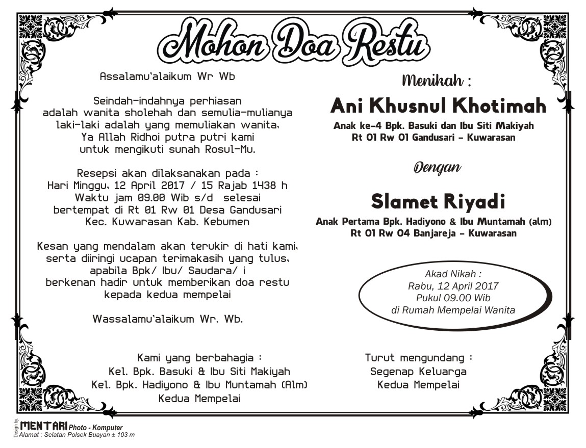 Detail Undangan Tonjokan Nikah Nomer 42