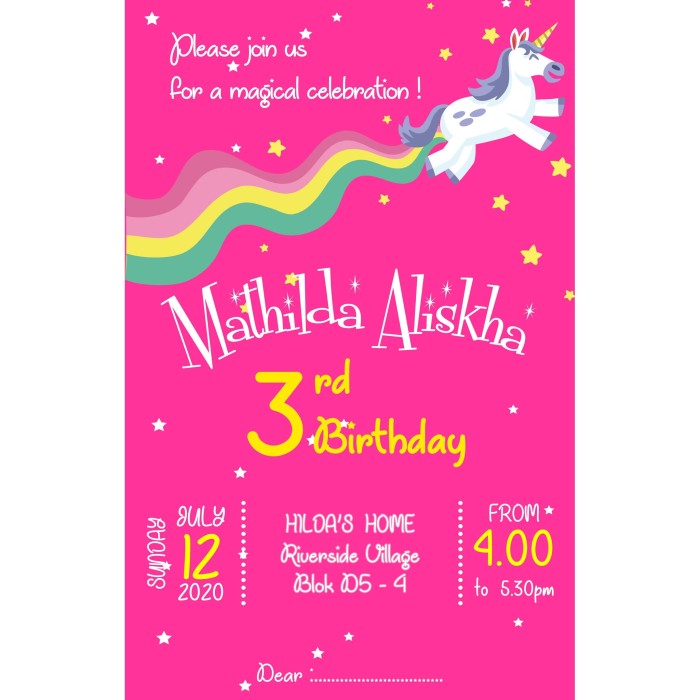 Detail Undangan Ulang Tahun Unicorn Koleksi Nomer 26
