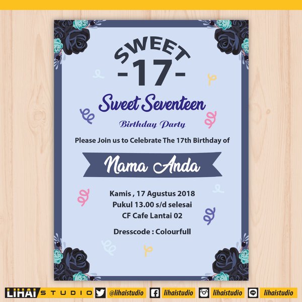 Detail Undangan Ultah Sweet Seventeen Nomer 13