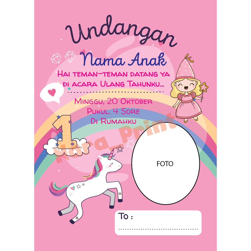 Detail Undangan Ultah Unicorn Nomer 6