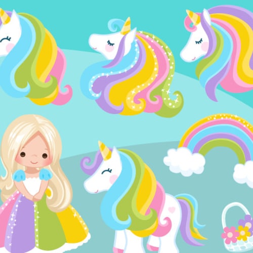 Detail Unicorn And Rainbow Clipart Nomer 43