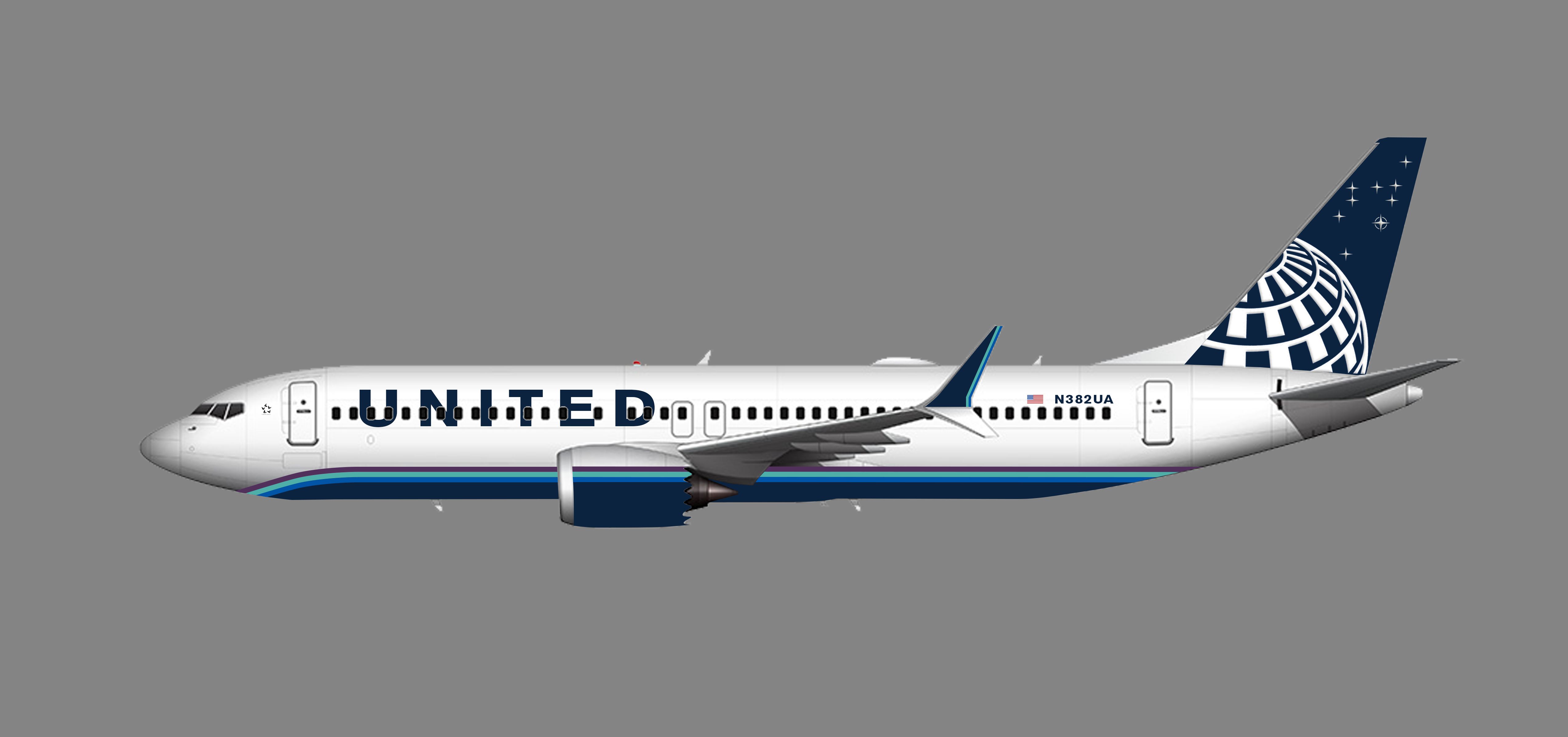 Detail United Continental Livery Nomer 21