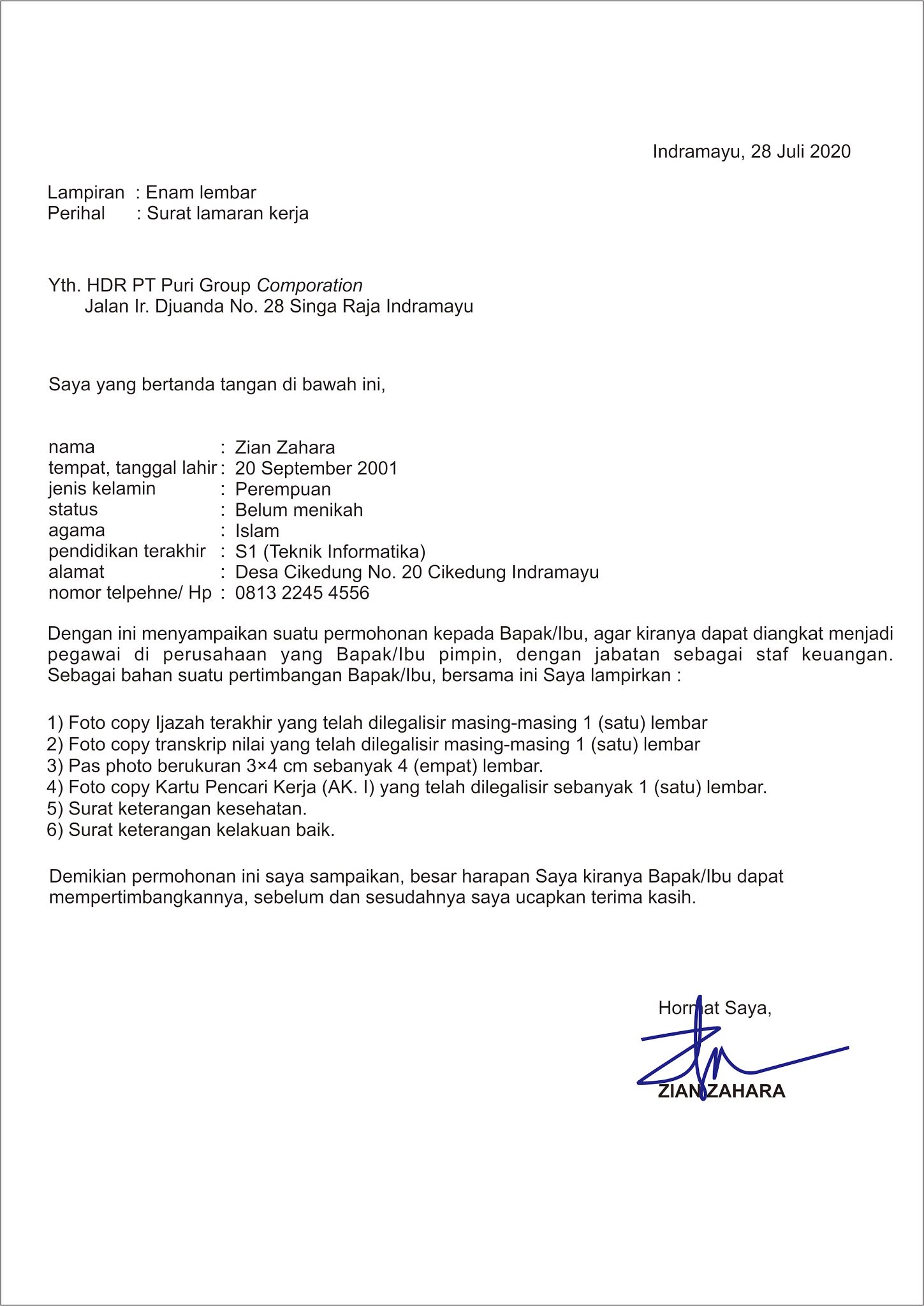 Detail Unsur Surat Lamaran Kerja Nomer 57