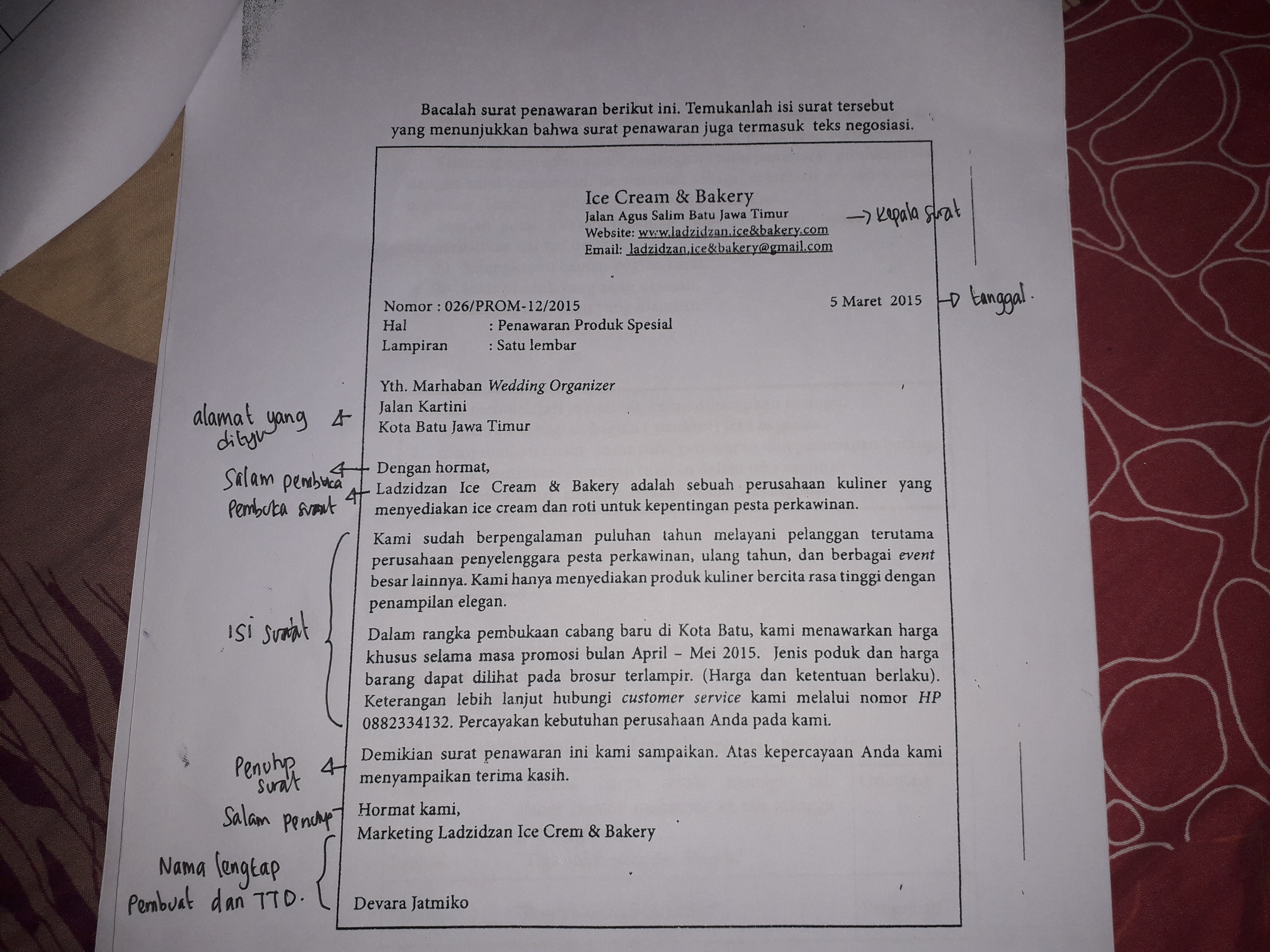 Detail Unsur Surat Penawaran Nomer 8