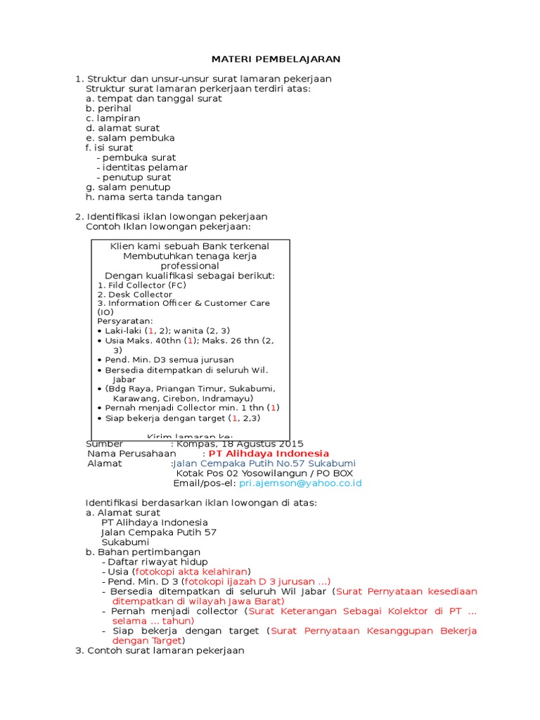 Detail Unsur Unsur Surat Lamaran Pekerjaan Nomer 37