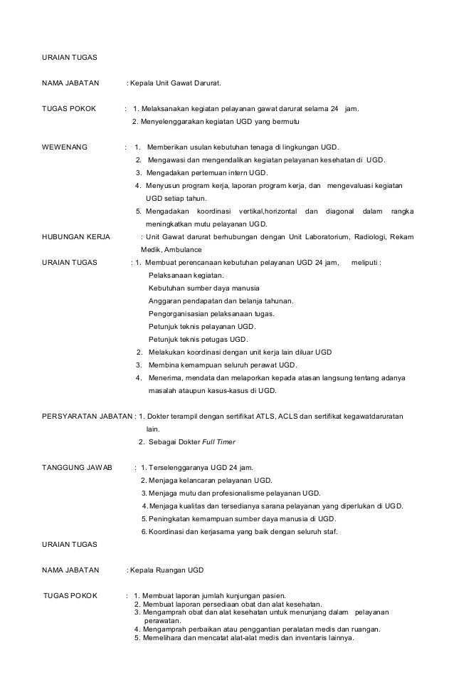 Detail Uraian Tugas Dokter Umum Rumah Sakit Nomer 29