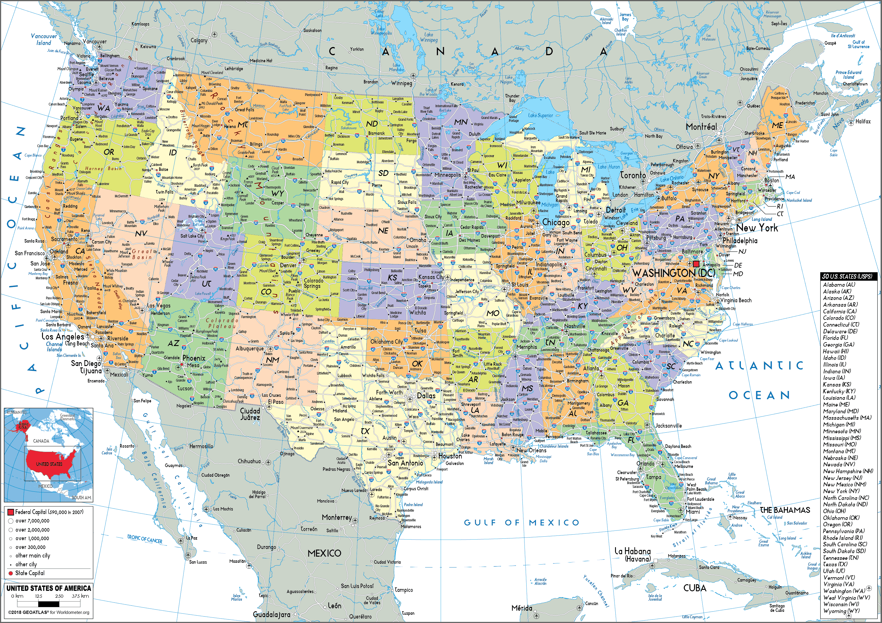 Detail Us Map Images With States Nomer 50