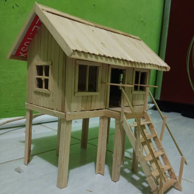 Detail Rumah Betang Dari Stik Es Krim Nomer 2