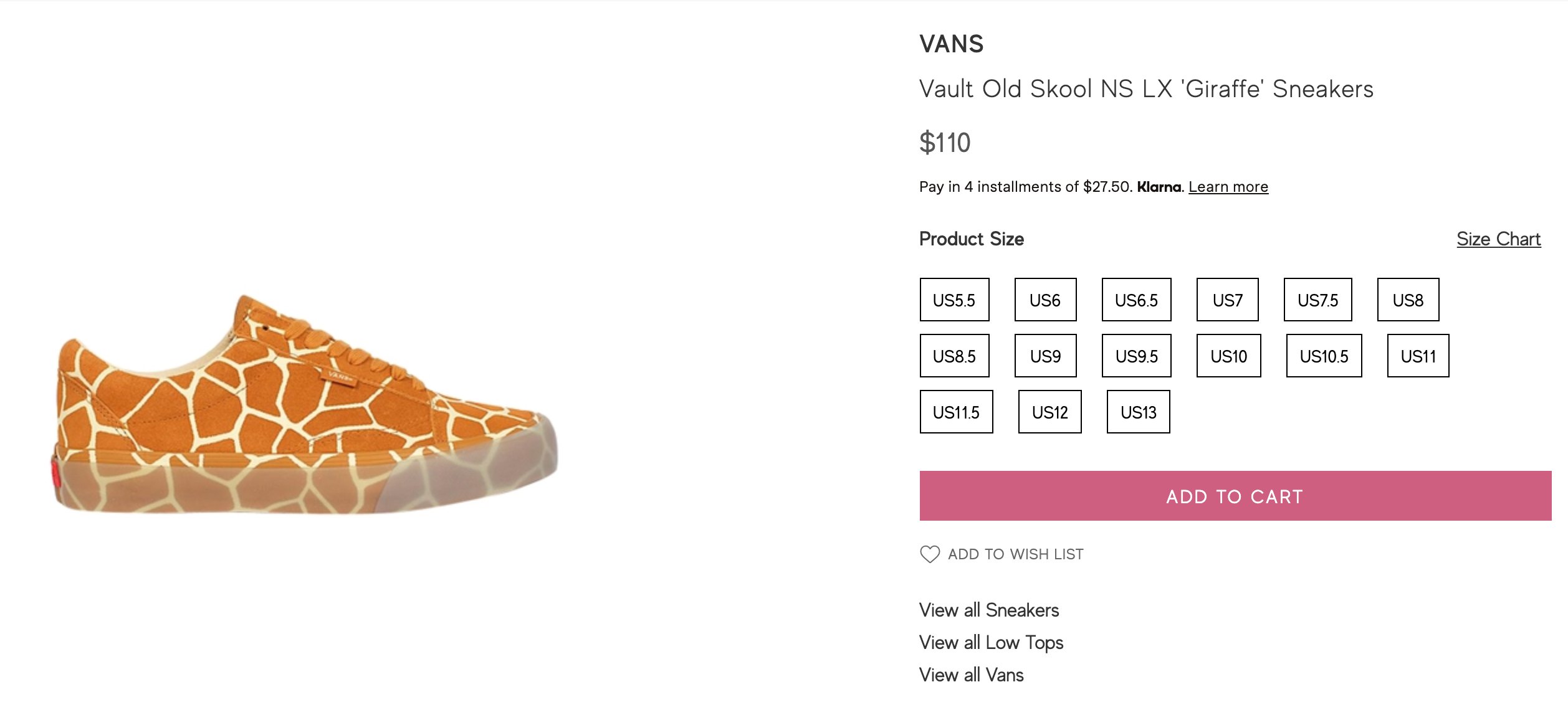 Detail Vans Vault Giraffe Nomer 26