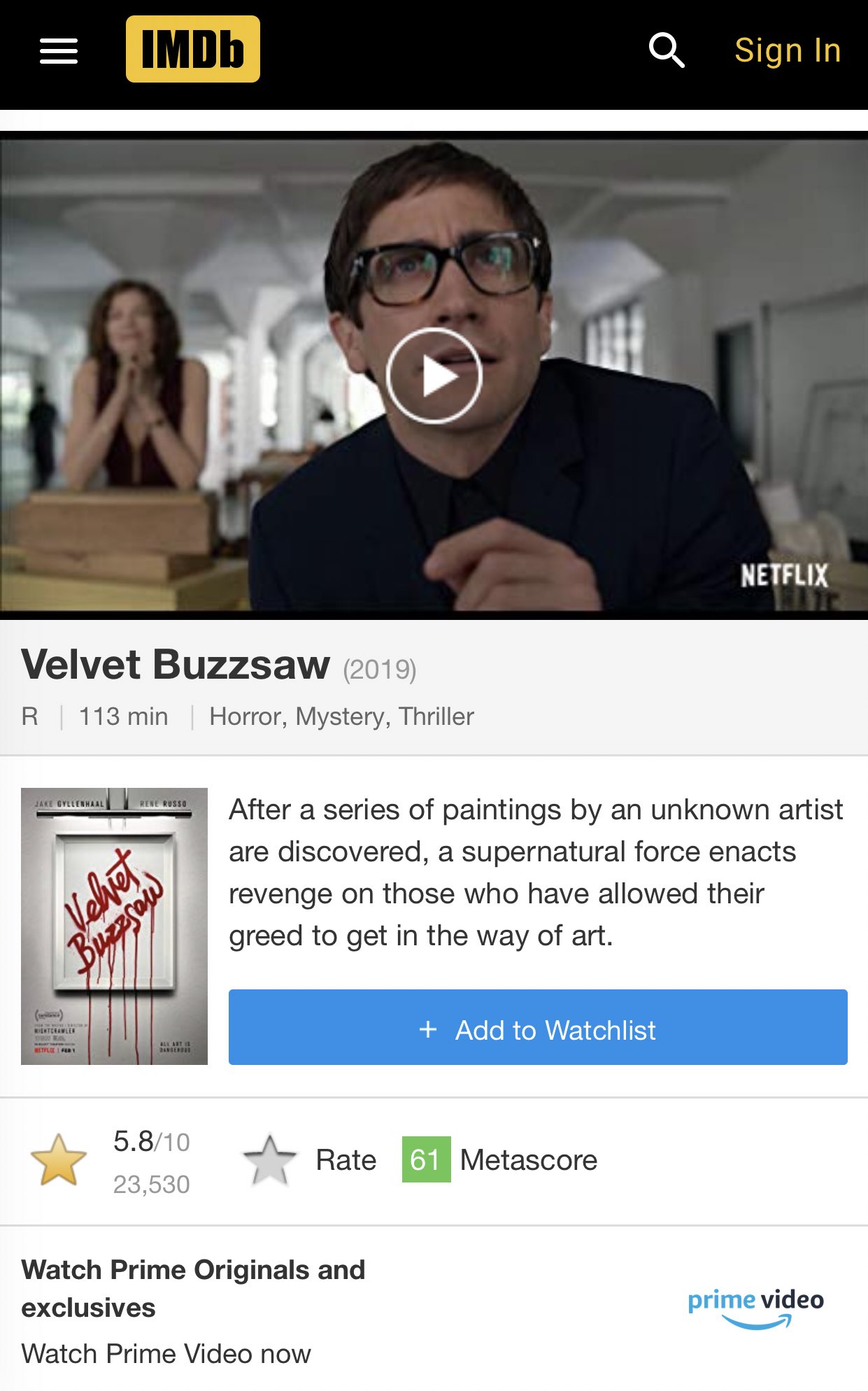 Detail Velvet Buzzsaw Imdb Nomer 36