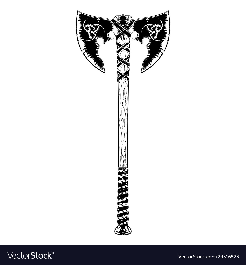 Detail Viking Axe Vector Nomer 12