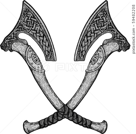 Detail Viking Axe Vector Nomer 9