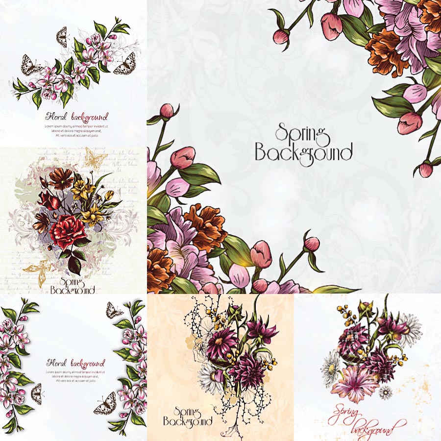 Detail Vintage Flower Background Vector Free Download Nomer 11